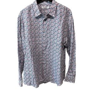 Mojito Collection Reserve Men's 100% Linen Geometric Print Button Down Shirt XL